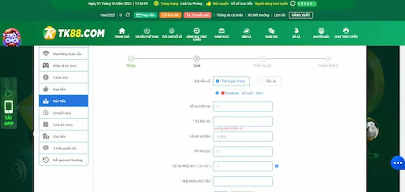 Hướng dẫn chi tiết cách rút tiền Tk88 nhanh chóng